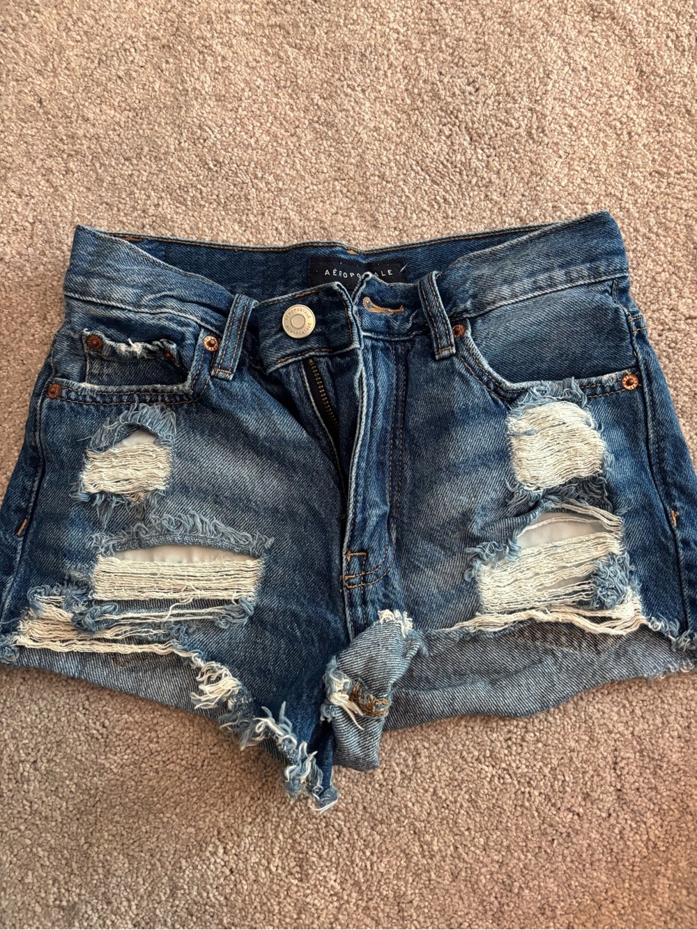 Aeropostale Distressed Women's Denim Shorts - Blue Size 000